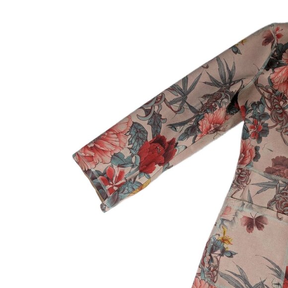 Solitaire Anthropologie Jacket Cardigan XS Faux Suede Floral Open Front Boho - Picture 5 of 14